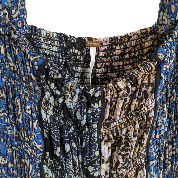 Free People Come Together Black Combo Smocked Maxi Dress Size XL - Picture 8 of 11